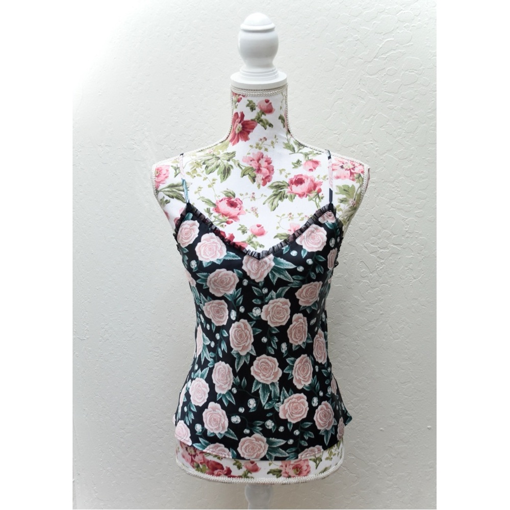 Victoria’s Secret Silky Rose Floral Cami w/ Ruffle Trim